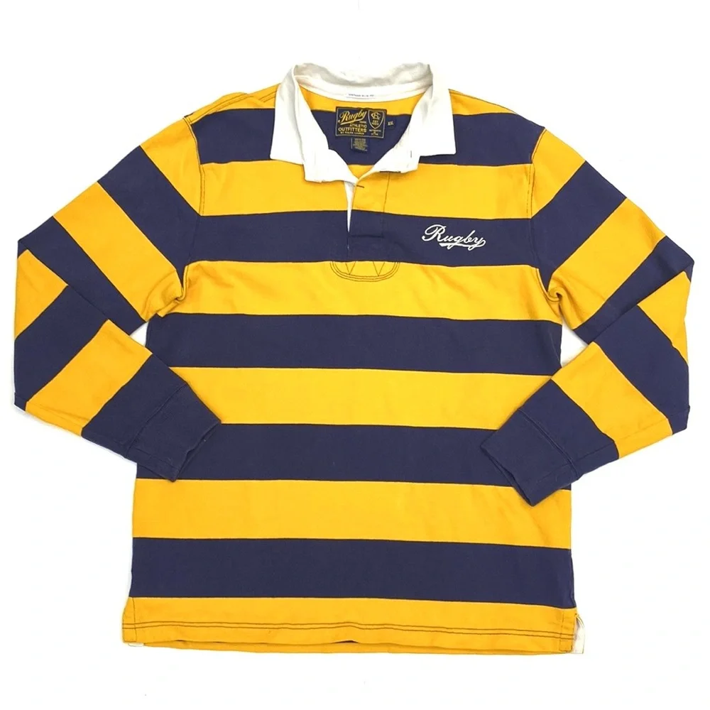 Rugby Ralph Lauren Men's Blue/Gold Striped Rugby Jersey Authentic XXL